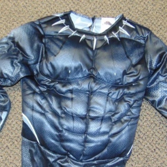 Marvel Black Panther Halloween Costume 8/10 Muscle Jumpsuit w/ Boot Tops & Mask - Picture 3 of 7